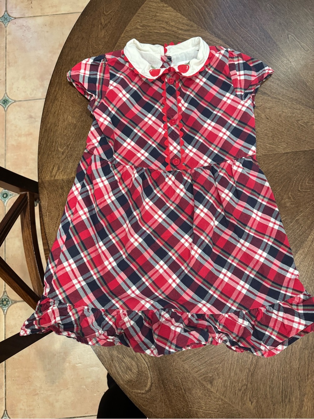Gymboree Red and Navy Plaid Dress with White Collar